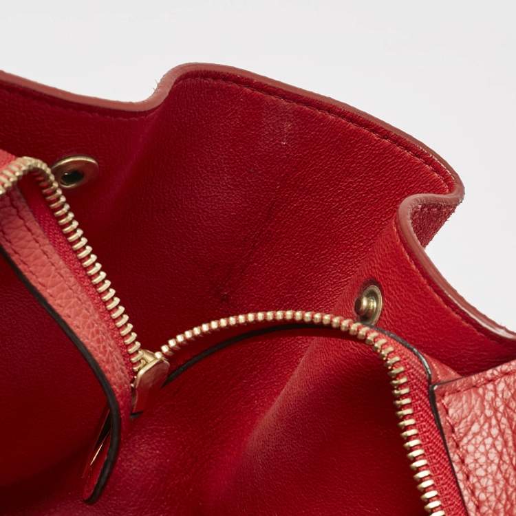 Pre Owned Celine Red Leather and Suede Medium Trapeze Top Handle Bag