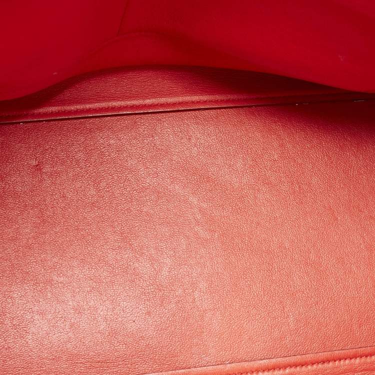 Pre Owned Celine Red Leather and Suede Medium Trapeze Top Handle Bag