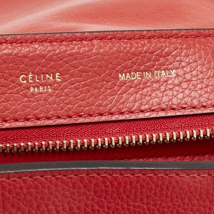 Pre Owned Celine Red Leather and Suede Medium Trapeze Top Handle Bag