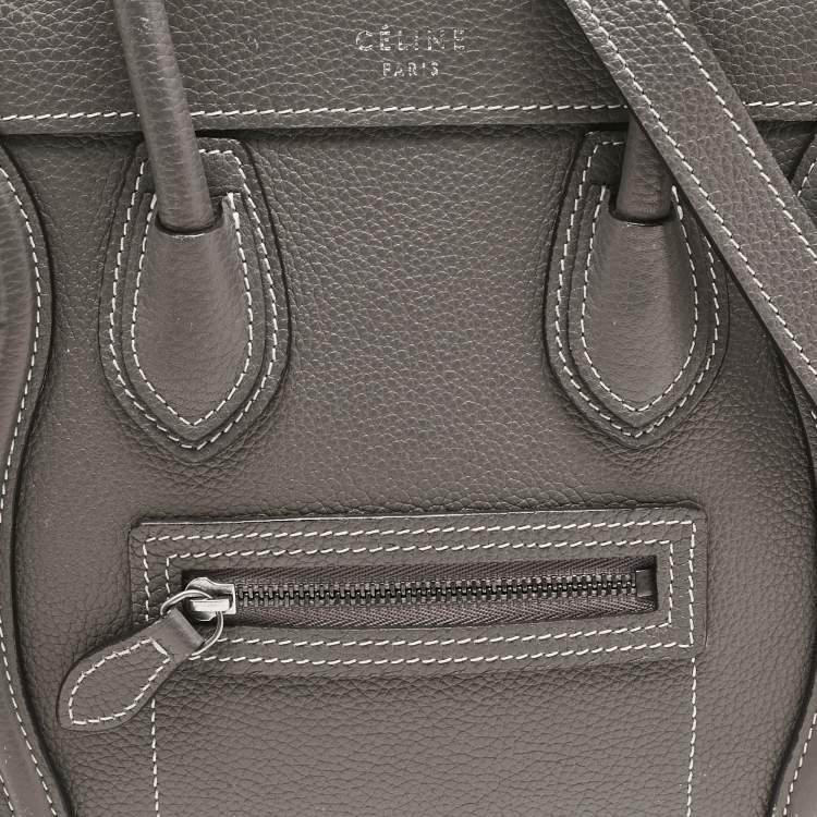Pre Owned Celine Beige Leather Nano Luggage Tote