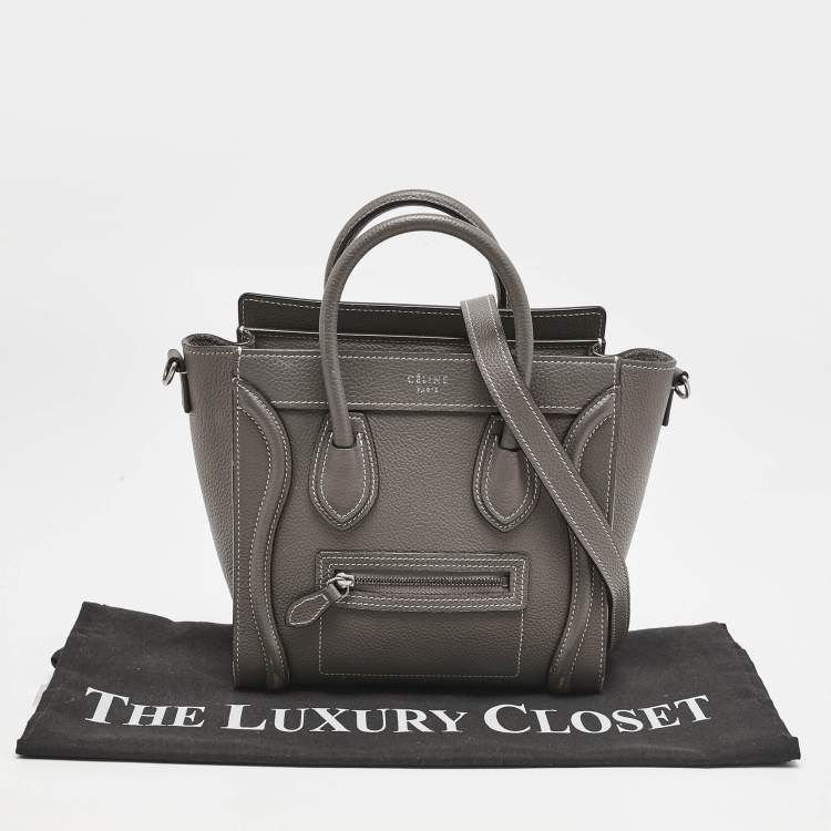 Pre Owned Celine Beige Leather Nano Luggage Tote