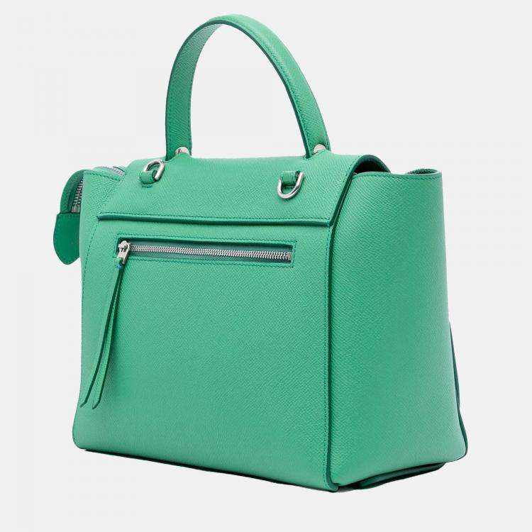 Pre Owned Celine Green Micro Grained Calfskin Belt Bag