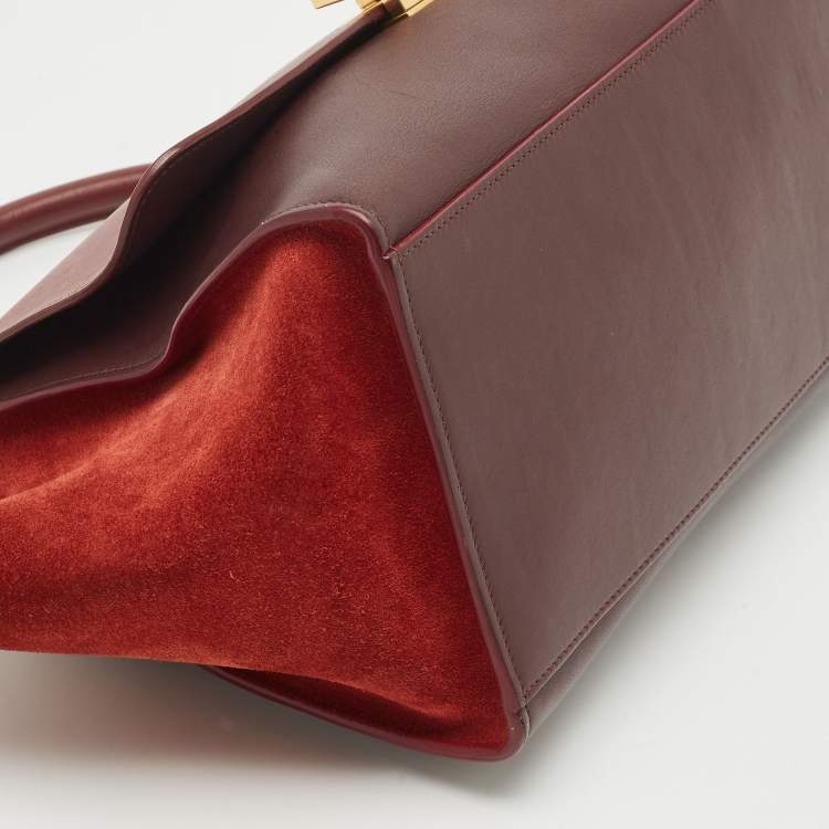 Pre Owned Celine Tricolor Leather and Suede Small Trapeze Top Handle Bag