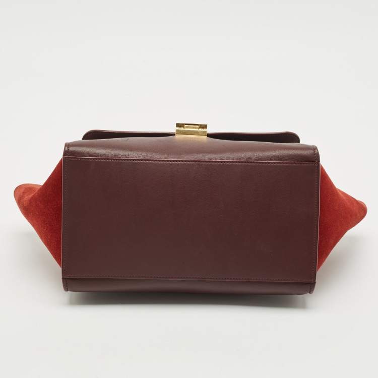 Pre Owned Celine Tricolor Leather and Suede Small Trapeze Top Handle Bag
