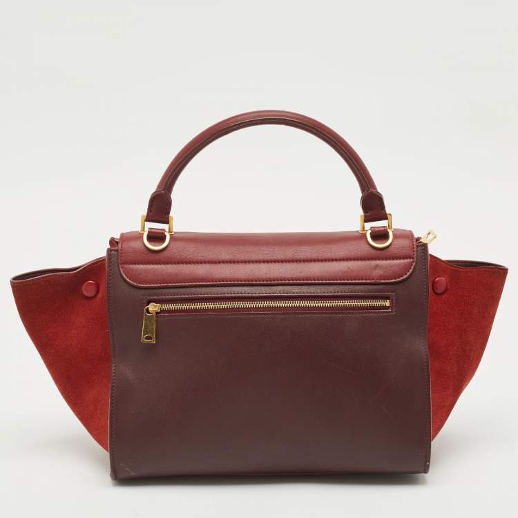 Pre Owned Celine Tricolor Leather and Suede Small Trapeze Top Handle Bag