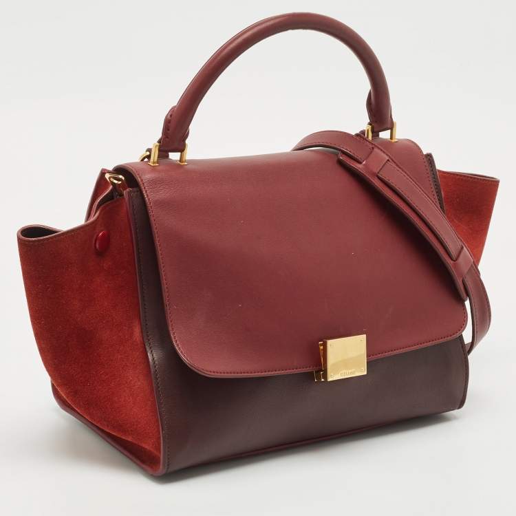 Pre Owned Celine Tricolor Leather and Suede Small Trapeze Top Handle Bag
