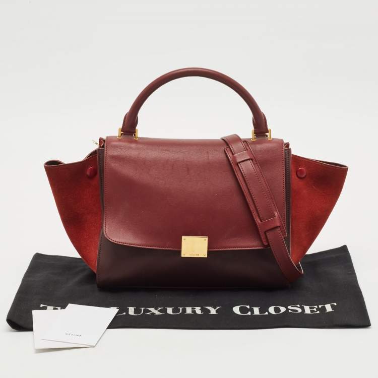 Pre Owned Celine Tricolor Leather and Suede Small Trapeze Top Handle Bag