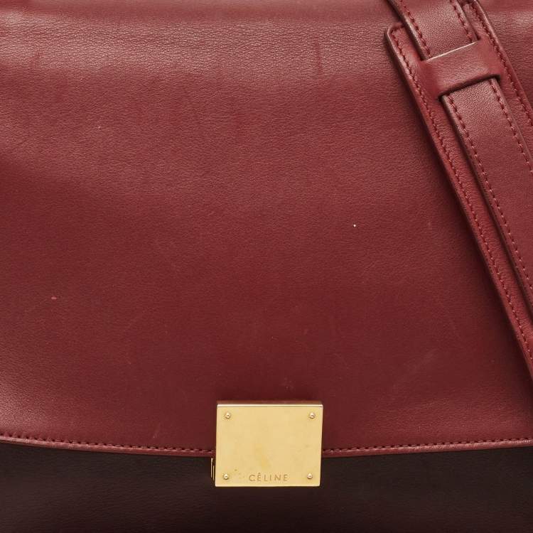 Pre Owned Celine Tricolor Leather and Suede Small Trapeze Top Handle Bag