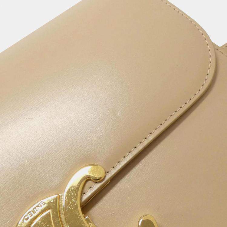 Pre Owned Celine Leather Classic Triomphe Shoulder Bag