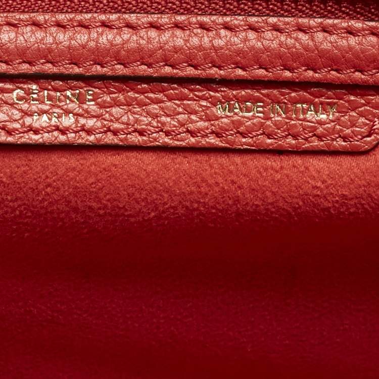 Pre Owned Celine Red Leather Mini Luggage Tote