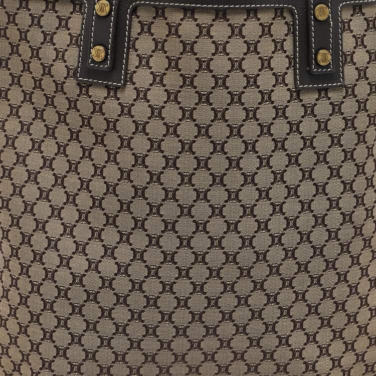 Pre Owned Celine Brown/Beige Macadam Canvas and Leather Tote
