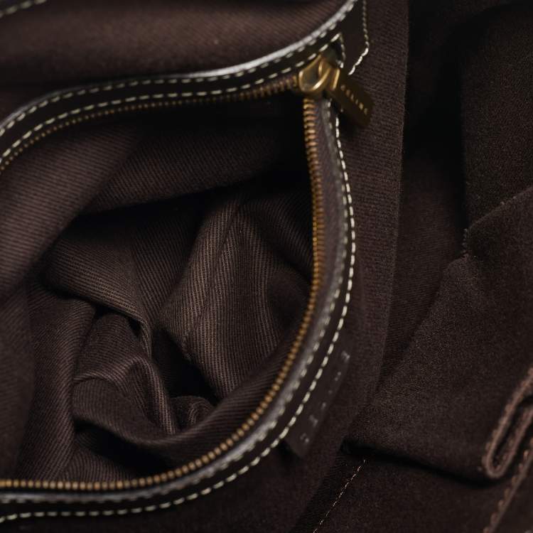 Pre Owned Celine Brown/Beige Macadam Canvas and Leather Tote