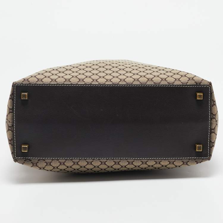 Pre Owned Celine Brown/Beige Macadam Canvas and Leather Tote