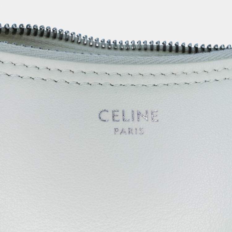 Pre Owned Celine White Medium Smooth Calfskin Ava Shoulder Bag with Celine Strap