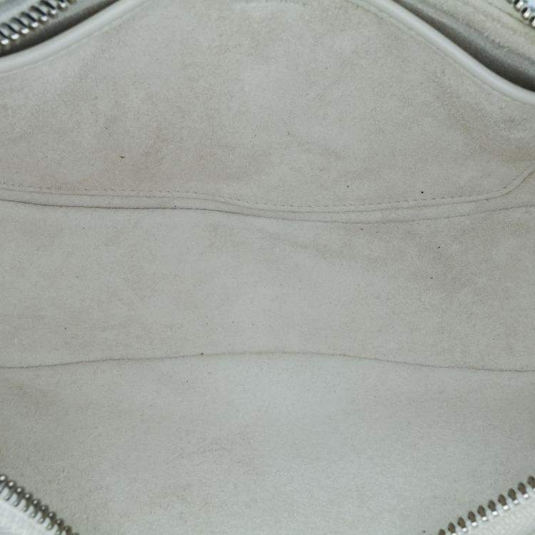 Pre Owned Celine White Medium Smooth Calfskin Ava Shoulder Bag with Celine Strap