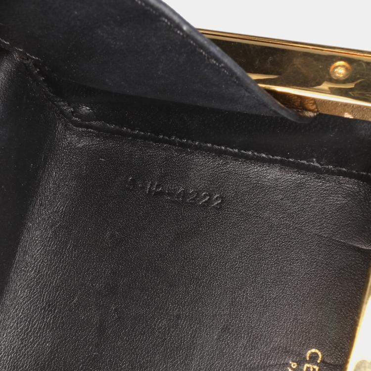 Pre Owned Celine Black Leather Sequin Triomphe Minaudiere