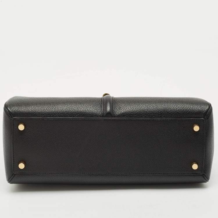 Pre Owned Celine Black Leather Medium Classique 16 Top Handle Bag