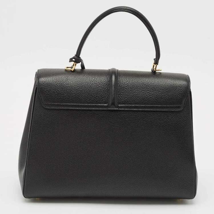 Pre Owned Celine Black Leather Medium Classique 16 Top Handle Bag