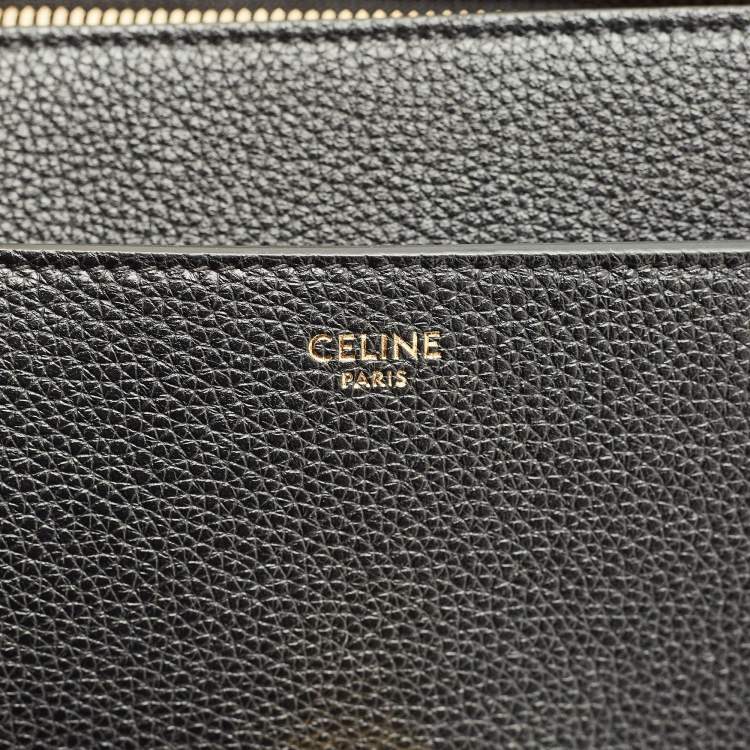 Pre Owned Celine Black Leather Medium Classique 16 Top Handle Bag