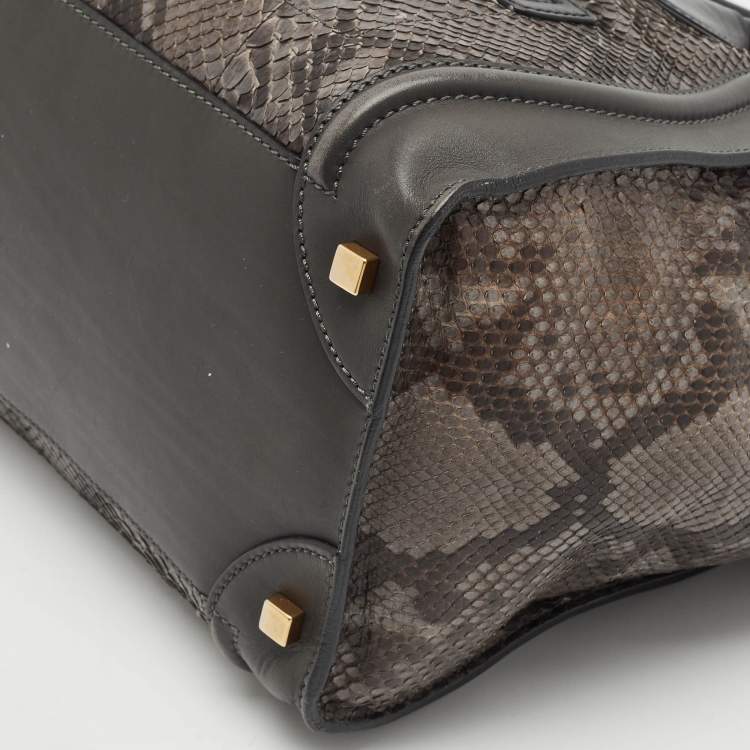Pre Owned Celine Tricolor Python and Leather Mini Luggage Tote