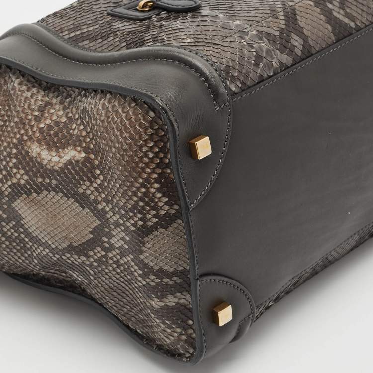 Pre Owned Celine Tricolor Python and Leather Mini Luggage Tote
