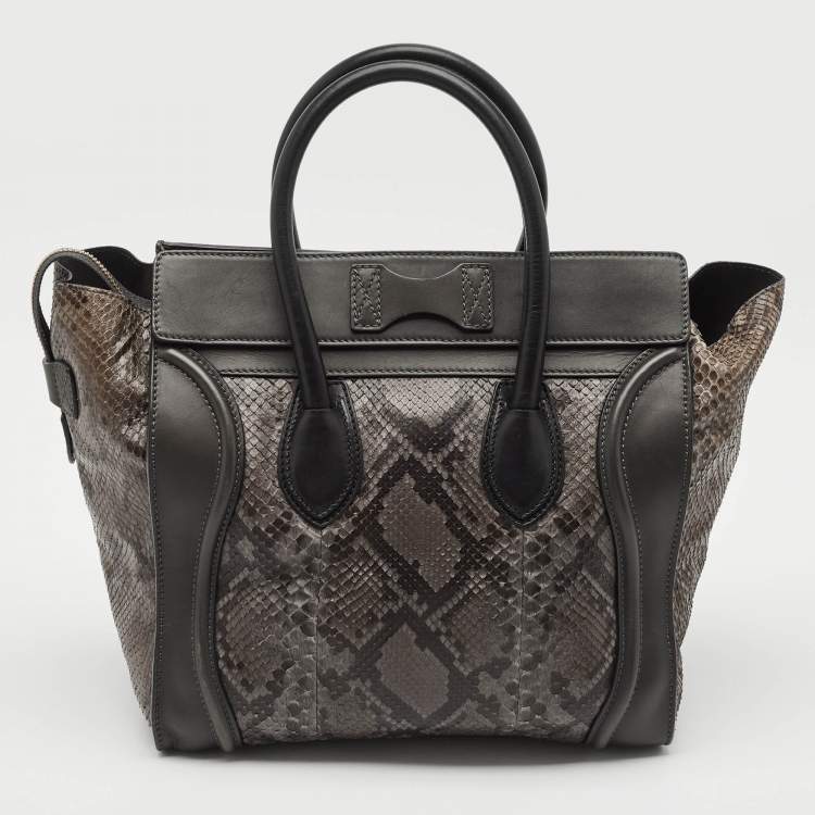 Pre Owned Celine Tricolor Python and Leather Mini Luggage Tote