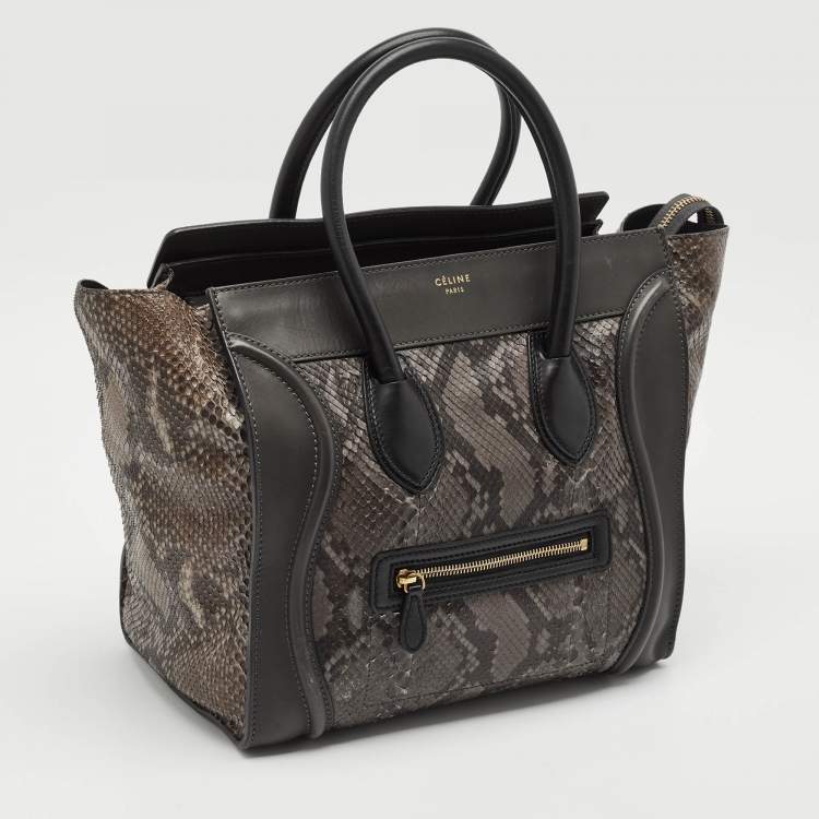 Pre Owned Celine Tricolor Python and Leather Mini Luggage Tote