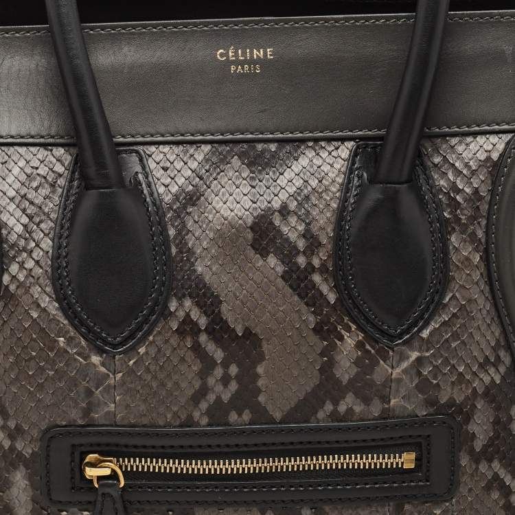 Pre Owned Celine Tricolor Python and Leather Mini Luggage Tote