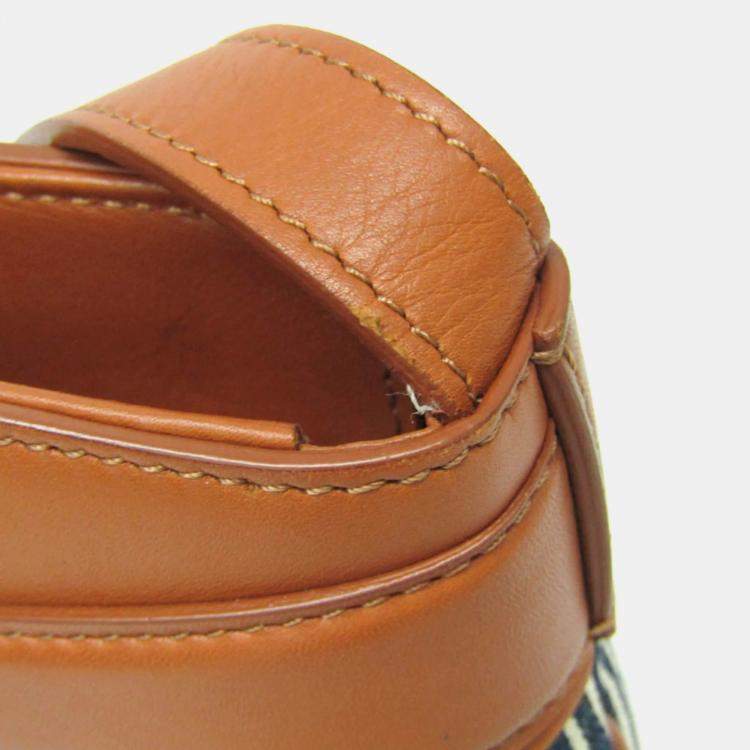 Pre Owned Celine Brown, Navy Canvas and Leather Bucket Bag