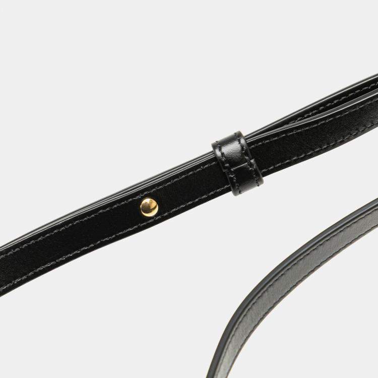 Pre Owned Celine Black Small Calfskin Cuir Triomphe Oval Crossbody
