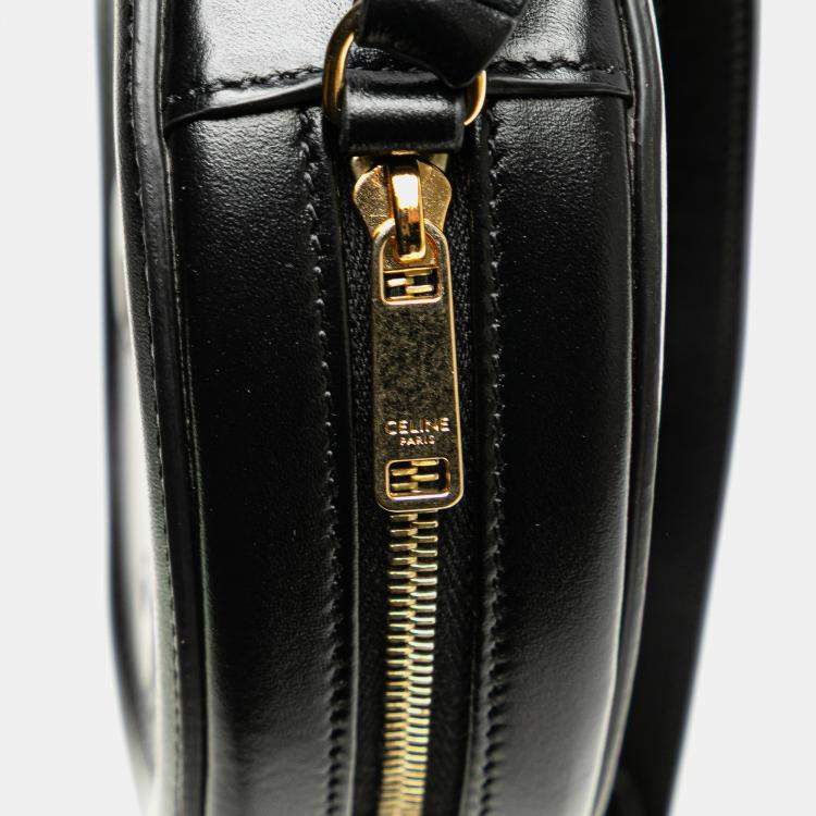 Pre Owned Celine Black Small Calfskin Cuir Triomphe Oval Crossbody