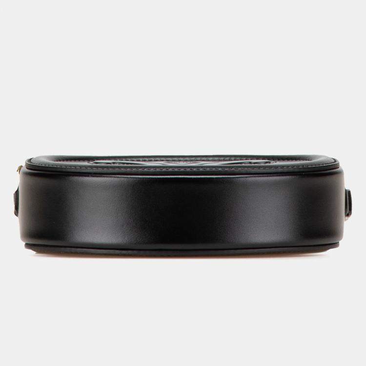 Pre Owned Celine Black Small Calfskin Cuir Triomphe Oval Crossbody