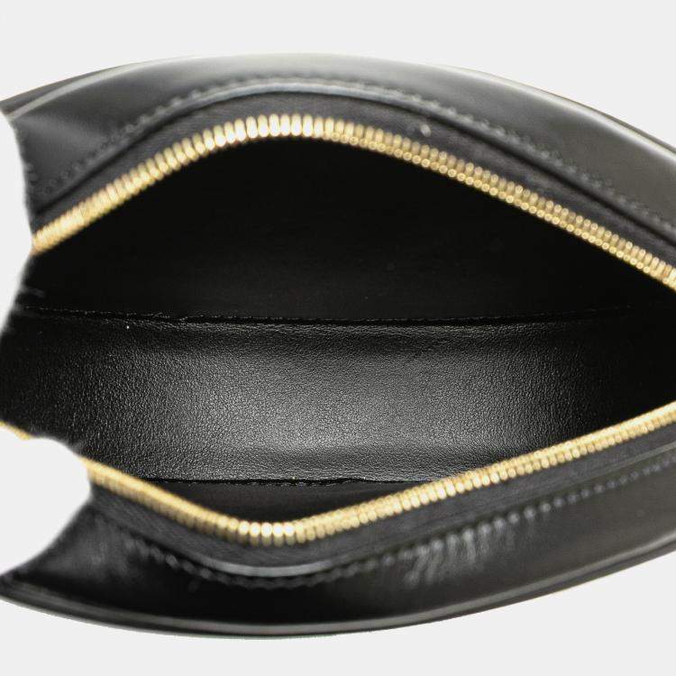 Pre Owned Celine Black Small Calfskin Cuir Triomphe Oval Crossbody