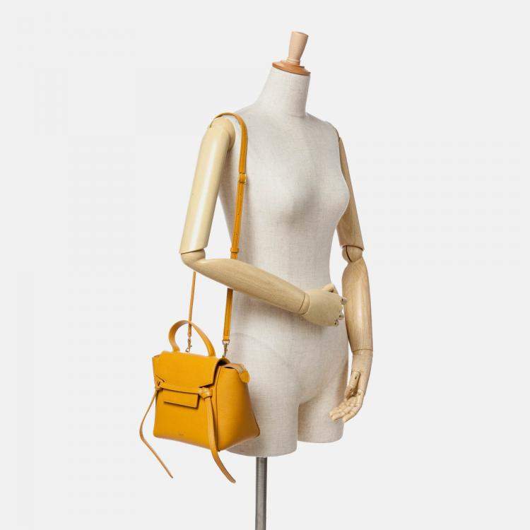 Pre Owned Celine Yellow Nano Grained Calfskin Belt Bag