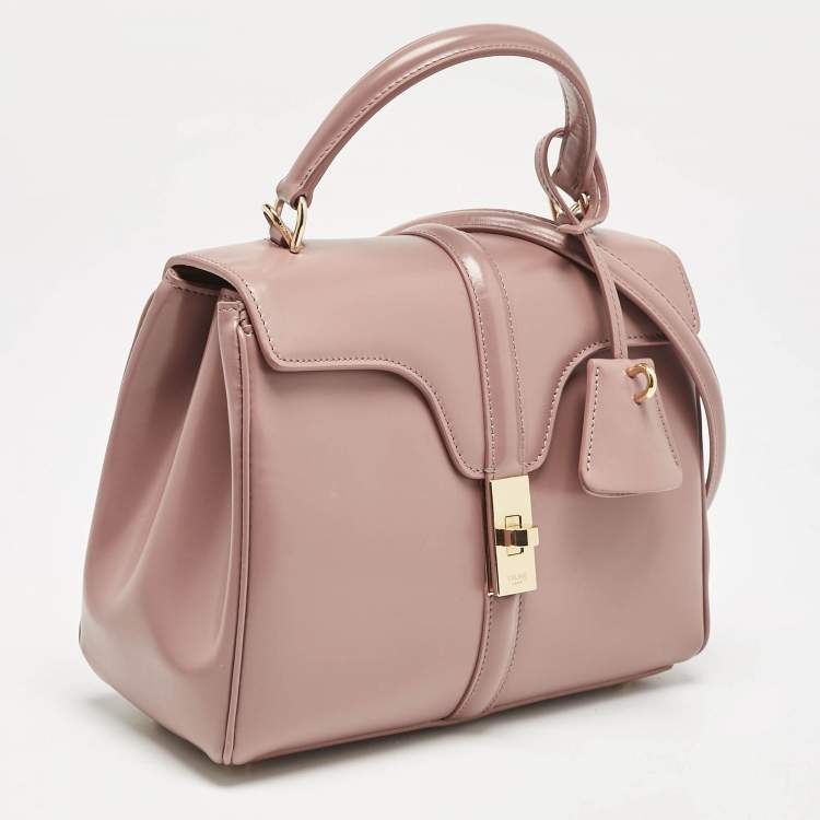 Pre Owned Celine Dusty Pink Leather Small 16 Top Handle Bag