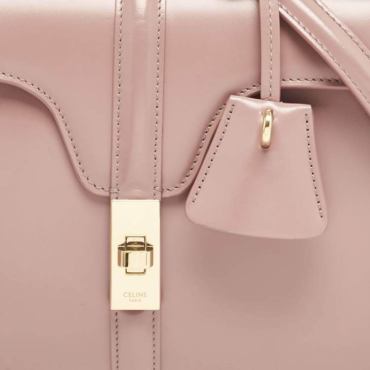 Pre Owned Celine Dusty Pink Leather Small 16 Top Handle Bag