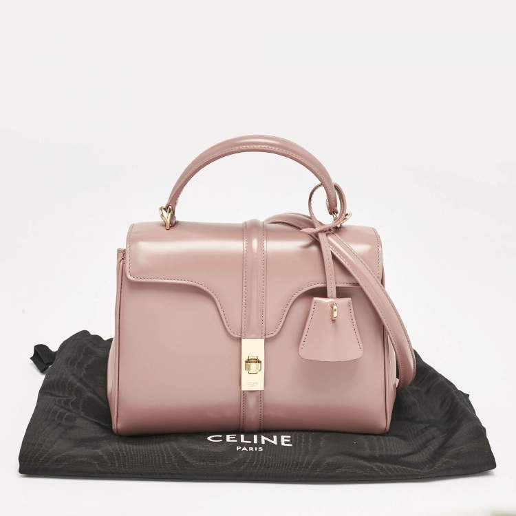 Pre Owned Celine Dusty Pink Leather Small 16 Top Handle Bag