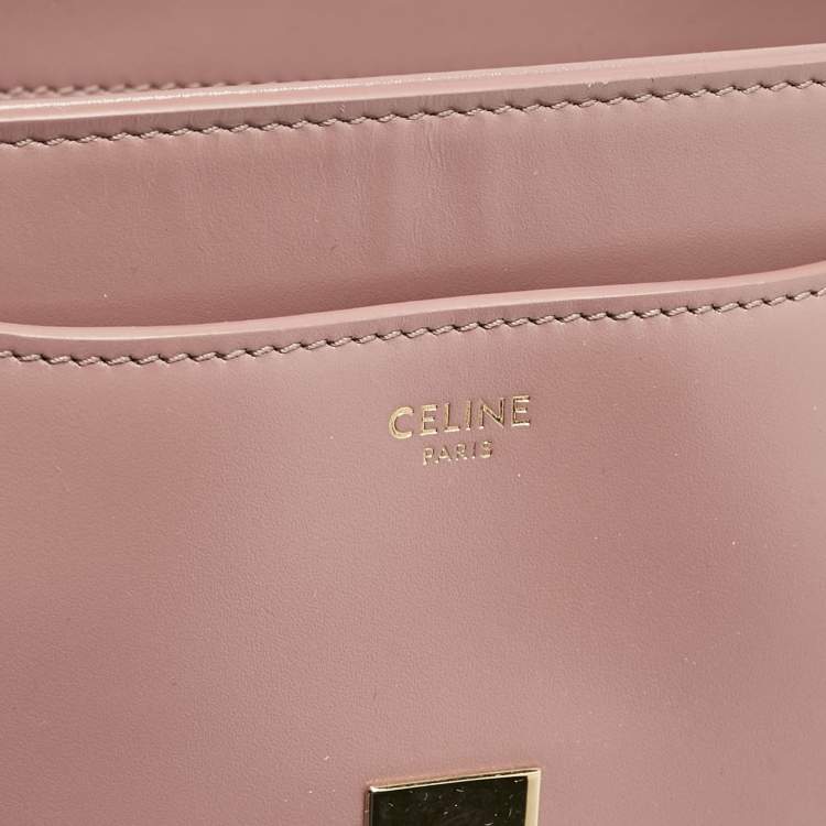 Pre Owned Celine Dusty Pink Leather Small 16 Top Handle Bag
