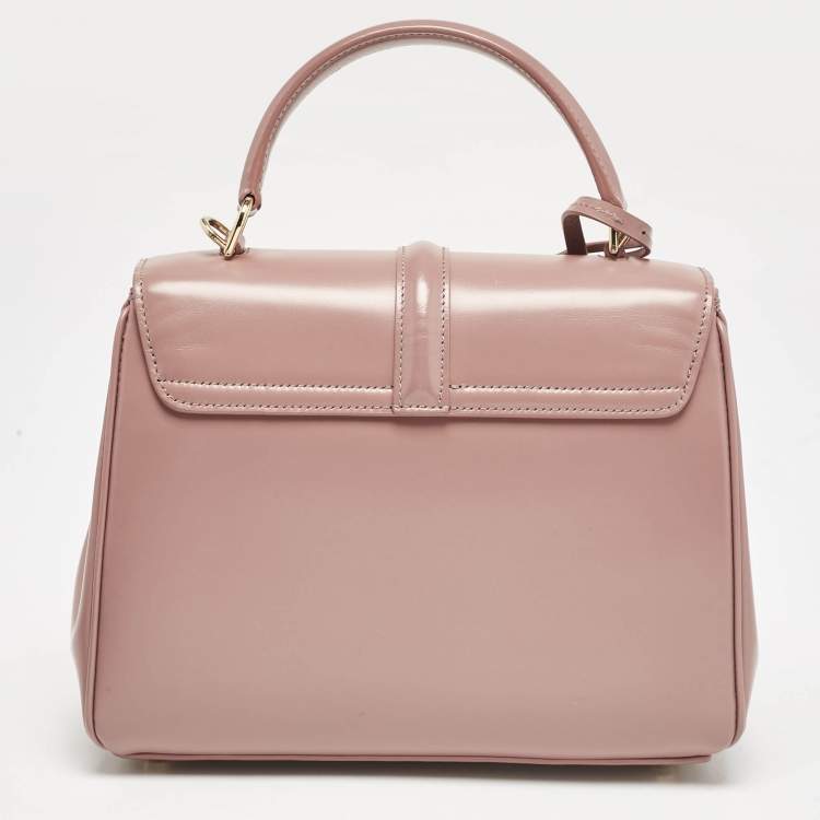 Pre Owned Celine Dusty Pink Leather Small 16 Top Handle Bag