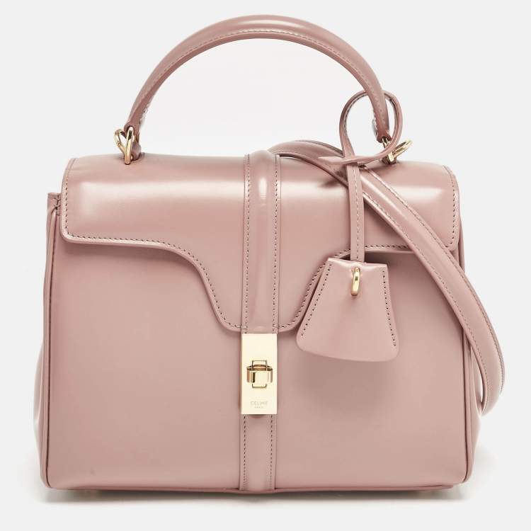 Pre Owned Celine Dusty Pink Leather Small 16 Top Handle Bag