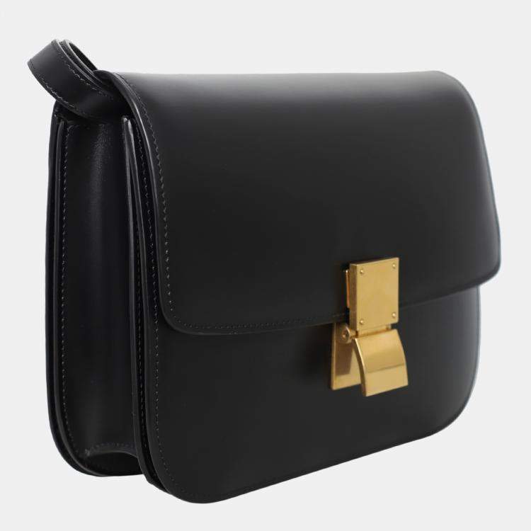 Pre Owned Celine Black Leather Classic Medium Box Bag