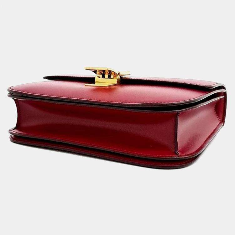 Pre Owned Celine Red Leather Classic Box Medium Bag
