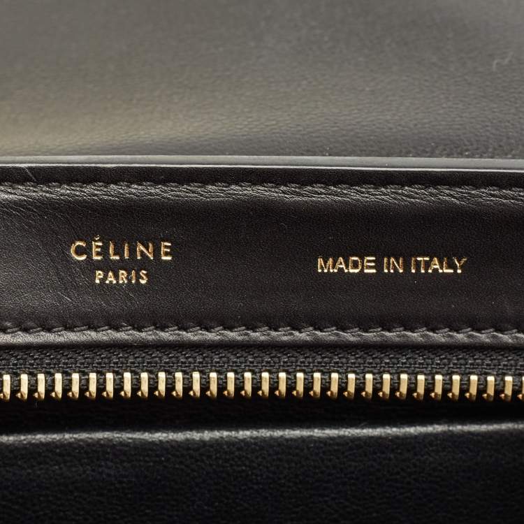 Pre Owned Celine Blue/Black Python and Leather Small Trapeze Top Handle Bag