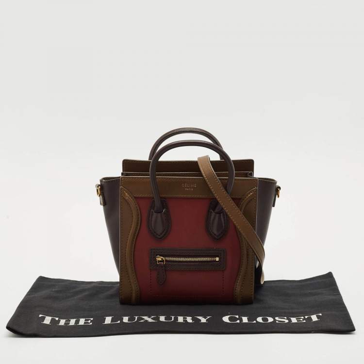 Pre Owned Celine Multicolor Leather Nano Luggage Tote