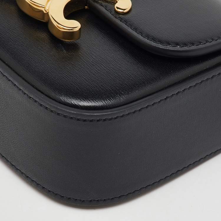 مملوكة مسبقًا Celine Black Leather Mini Triomphe Shoulder Bag