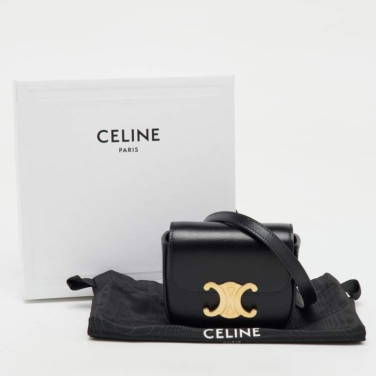 مملوكة مسبقًا Celine Black Leather Mini Triomphe Shoulder Bag
