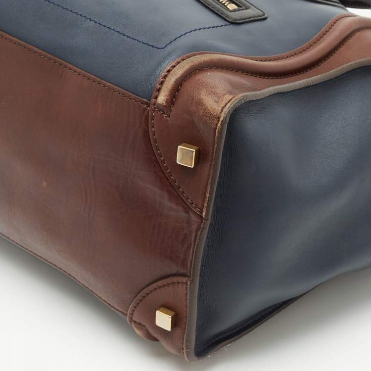 Pre Owned Celine Tricolor Leather Mini Luggage Tote