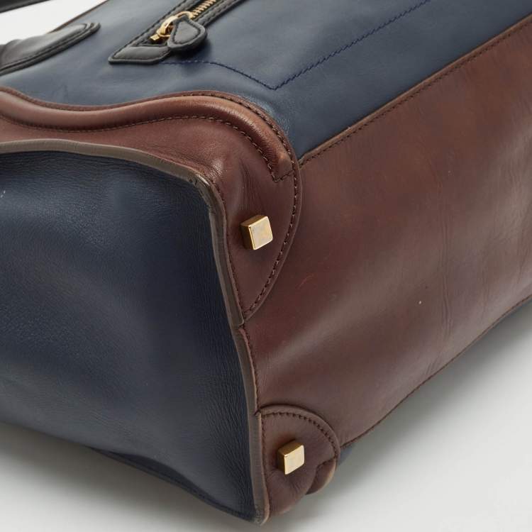 Pre Owned Celine Tricolor Leather Mini Luggage Tote