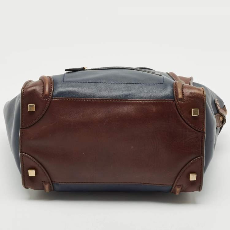 Pre Owned Celine Tricolor Leather Mini Luggage Tote