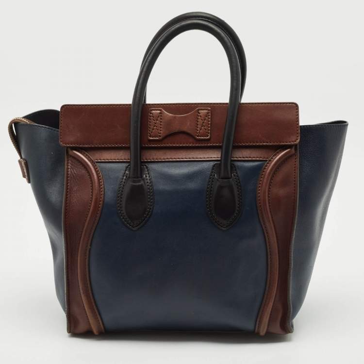Pre Owned Celine Tricolor Leather Mini Luggage Tote